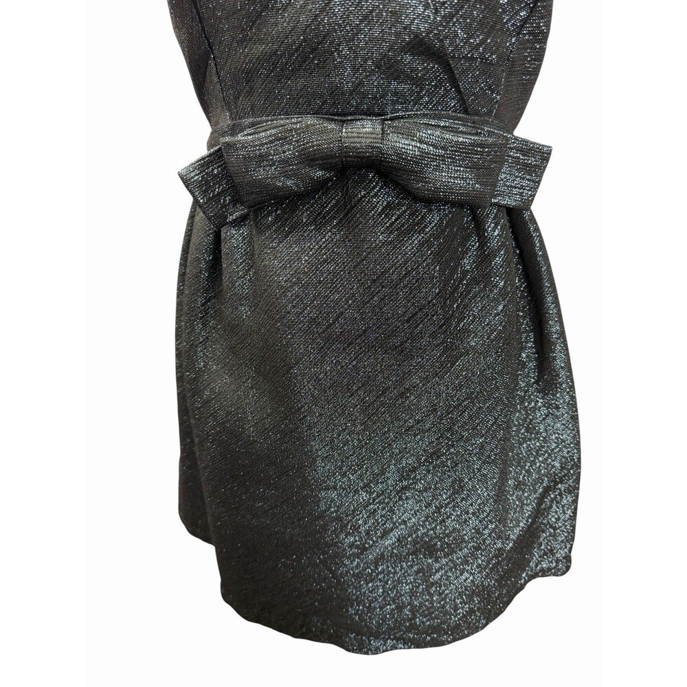 Parker Claudette Metallic Shimmer Fit & Flare Cocktail Dress - Size S Gunmetal - Picture 9 of 10